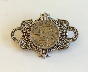 Large Crest Brooch - Silver Shilling