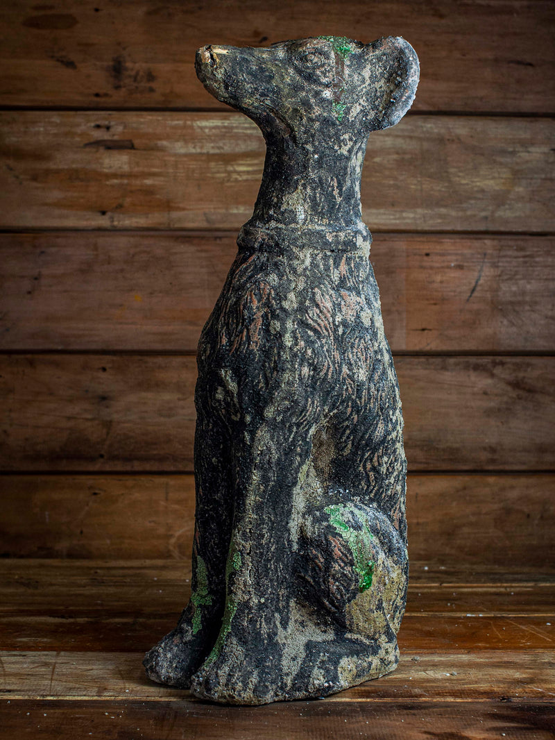 Aged Moss Dog Statue