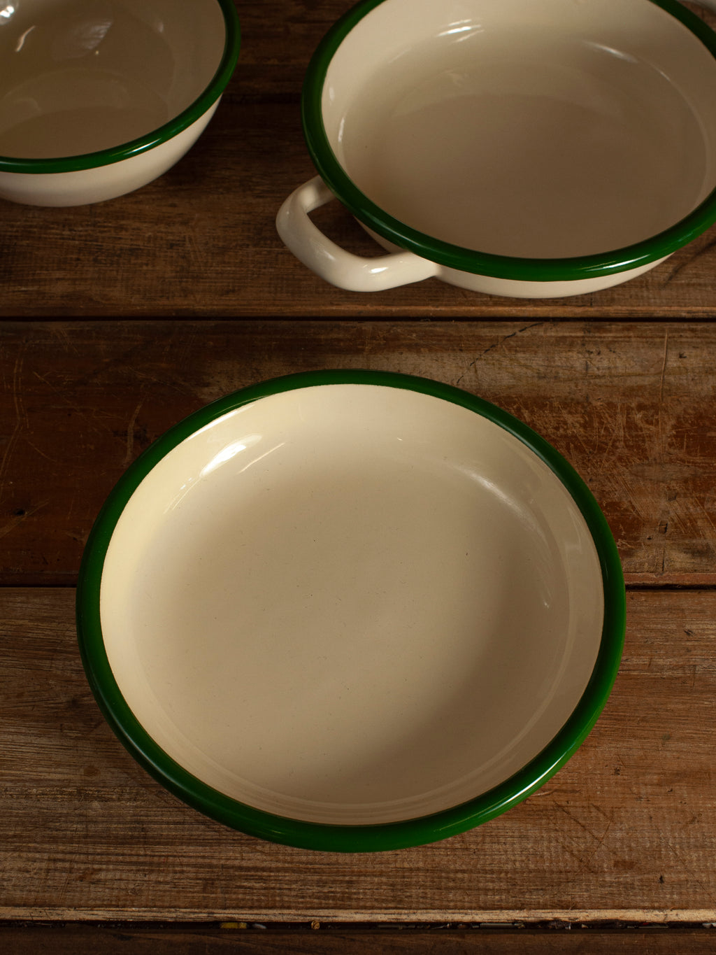 Dishy Enamel Dish - 20cm - Cream/Green
