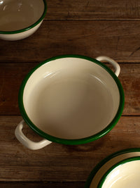 Dishy Enamel Dish with Handles 18cm - Cream/Green